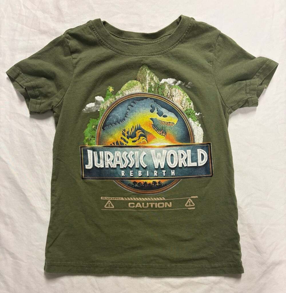 Jurassic World Rebirth Graphic T-Shirt Kids Size 5 Green
